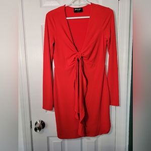 NWOT Deep V-Neck Red Dress
